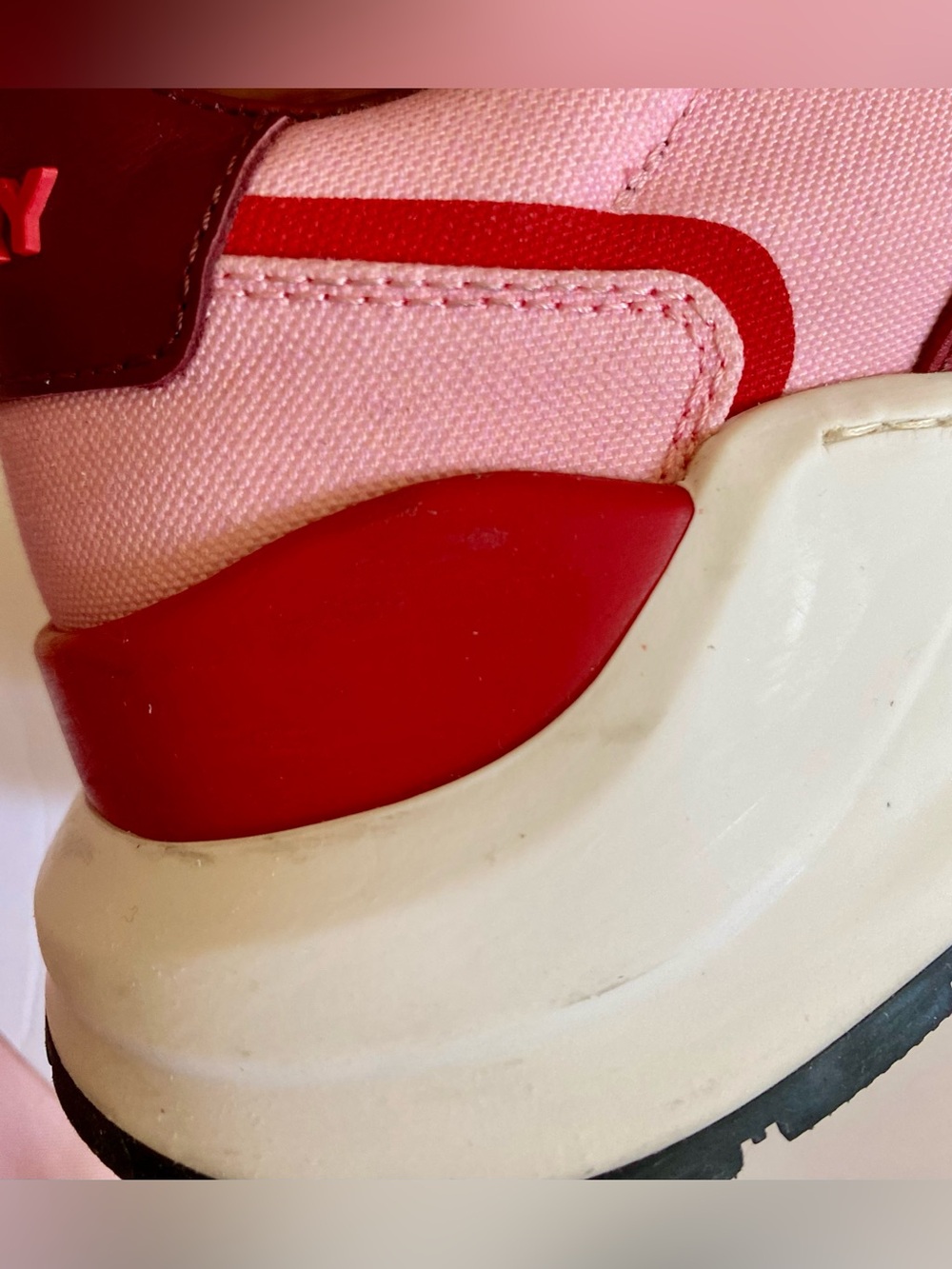 BURBERRY Red and Pink Lace-Up Strap Sneakers - Picture 13 of 15